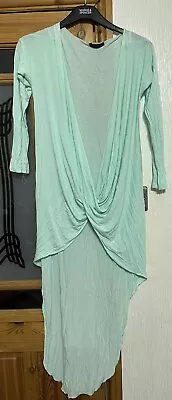 Buy Mint Drape / Wrap Effect Front Casual Long Back Tunic Top - UK 10-12 Young Blood • 5£