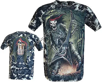 Buy New Guitar Rocker Grim Reaper Glow In Dark Skull Tye Dye T-Shirt M - 3XL • 11.95£
