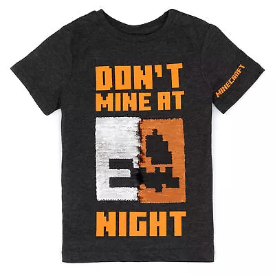 Buy Minecraft Childrens/Kids Don�'t Mine At Night Sequin Flip T-Shirt NS6858 • 11.24£