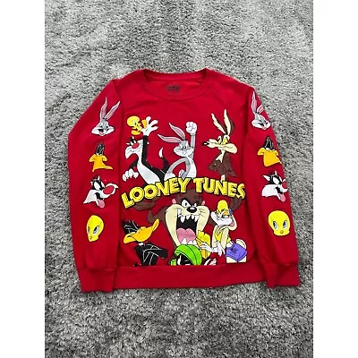 Buy Looney Tunes Sweatshirt Youth Kids Small Red Graphic Cartoons Pullover Sweater • 12.60£