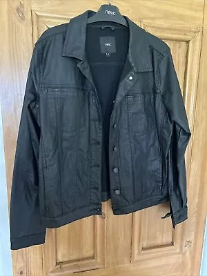 Buy Next Women’s Jacket Size 16 Black Denim Jacket Style Pleather Material • 4.99£