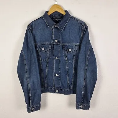 Buy Tommy Hilfiger Denim Jacket Mens Medium Dark Blue Trucker Western Casual Retro • 29.95£