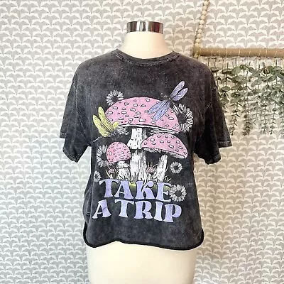 Buy Take A Trip Mushroom Crop Top T Shirt Shroom Emo Girl Indie Core Fifth Sun M • 21.73£