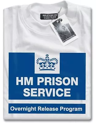 Buy NEW HM Prison Service Overnight Release Mens Funny Gift Costume White T-Shirt • 13.99£