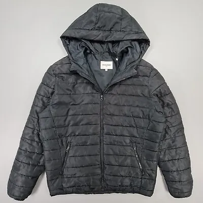 Buy Jack & Jones Mens Jacket Black XL Jorbendt Padded Hooded Puffer Jacket • 18.99£
