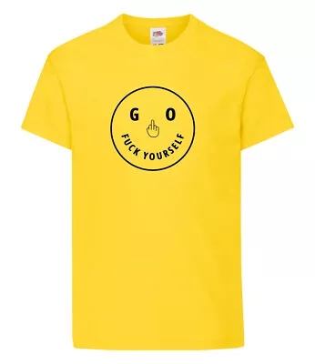 Buy Men's Funny T-shirt Go F*ck Yourself Rude Sarcastic Middle Finger Yellow Top Tee • 12.95£