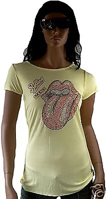 Buy Amplified Rolling Stones Rhinestone Tongue Long T-Shirt S/M • 36.23£