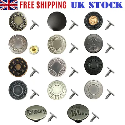 Buy 17mm Replacement Hammer On Jeans Snap Buttons Denim Brass Studs Jacket Trousers • 2.89£