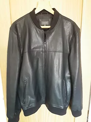 Buy Mens M&S Black Leather Bomber Jacket XL - Excellent, Rarely Worn. • 25£