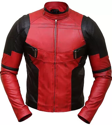 Buy Wade Wilson Cosplay Deadpool Distressed Biker Genuine Leather Jacket • 169.99£