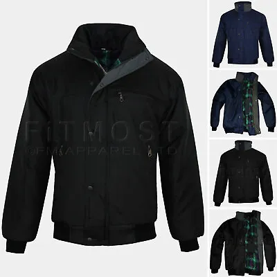 Buy Mens Sky Diver Bomber Jacket Padded Quilted Checked Tartan Winter Trendy Coat • 24.95£