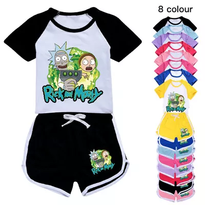 Buy Popular Rick And Morty Shorts T-shirt Set Children's Pajamas Sportswear • 14.66£