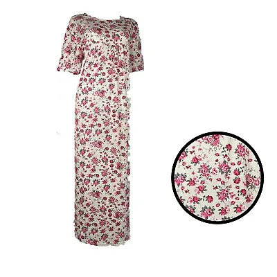 Buy Ladies Nightie Short Sleeve Digital Flowers Long Nightdress Pyjamas Size M-3XL • 12.99£