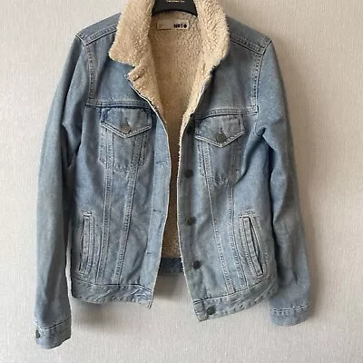 Buy Top Shop Denim Jean Jacket Fleece Lined Full Button Up Size 6  • 15£