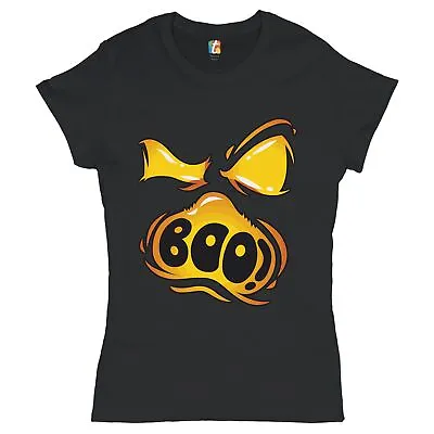 Buy Boo! Ghost Face T-Shrit Halloween Trick-or-Treat All Hallows' Eve Women's Tee • 30.19£