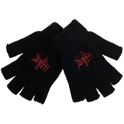 Buy Death Logo Fingerless Gloves Official Metal Band Merch • 18.96£