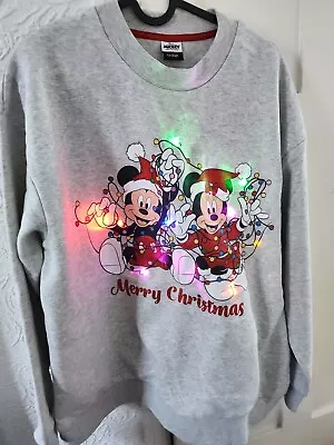 Buy Disney Mickey And Minne  Merry Christmas   Light Up Jumper (M) • 13£