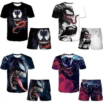 Buy Kids Boys Girls 3D Marvel Venom T-shirt Tee Shorts Set Sportwear Outfit Gifts • 9.66£