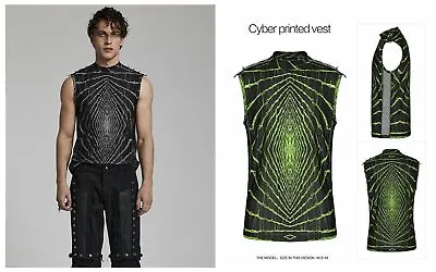 Buy Punk Rave Cyberpunk Vest  Streetwear Tank Tops Men Sleeveless  Printed T-Shirt • 56.69£
