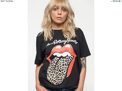 Buy New Womens NEW Rolling Stones Leopard Voodoo Lounge T Shirt By Amplified Size XL • 10.95£