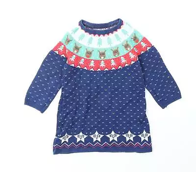 Buy TU Girls Blue Round Neck Cotton Pullover Jumper Size 2-3 Years Pullover - Christ • 2.75£