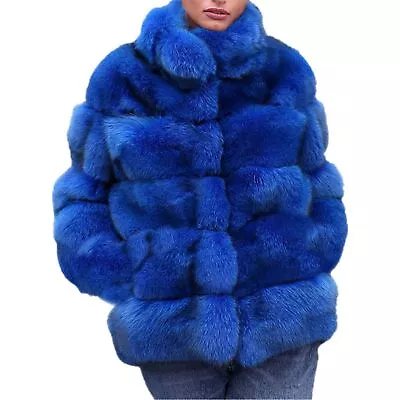 Buy Lisa Colly Women Winter Furs Coat Jacket Luxury Faux Fox Fur Coat Slim Long S... • 123.94£