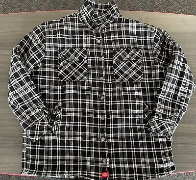 Buy Dickies Black And White Flannel Quilted Jacket Women’s Size Large Casual/Work • 17£