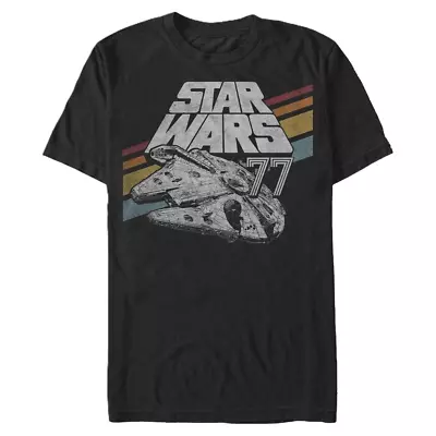 Buy Star Wars Awesome 77 Millennium Falcon Cotton Short Sleeve T-Shirt Black Medium • 6£