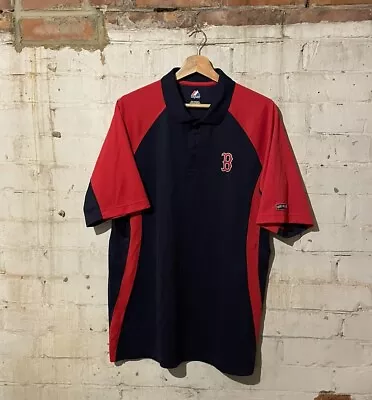 Buy Vintage Majestic Boston Red Sox Baseball Polo T-Shirt - Large  • 9.99£