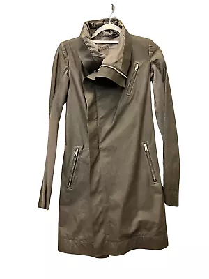 Buy Rick Owens Asymmetric Leather Coat Size 40 Dark Dust Auth Women NWT US 4 • 330.09£