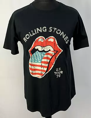 Buy Rolling Stones Tongue Logo US Tour '78 Official T-Shirt Black UK10 A944 • 14.99£