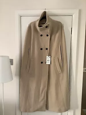 Buy Zara Womens Wool Blend Cape Poncho Coat Size Large Length 50” • 49.99£