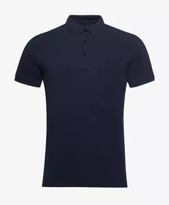 Buy Superdry Mens Eclipse Navy City Pique Polo Shirt Designer Collared T-Shirt Top • 19.99£