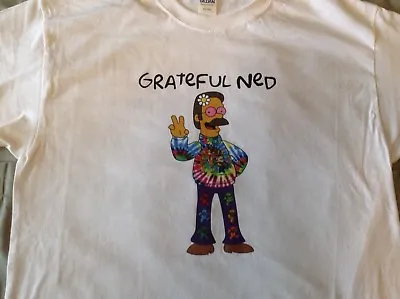 Buy Grateful Ned Flanders T-SHIRT Dead Bob Weir Jerry Garcia Phil Lesh Simpsons! • 19.29£