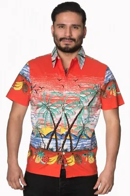 Buy Mens Rockabilly Palm Springs Shirt By Banned Apparel - Size Small • 24£