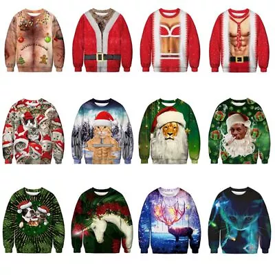 Buy 3D Mens Christmas Graphic Print Xmas Hoodie Sweatshirt Tops Jumper Pullover • 14.39£