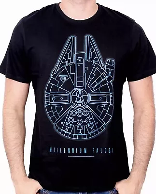 Buy T-Shirt Star Wars Millennium Falcon Tshirt Millennium Falcon Black 100% Original • 14.99£