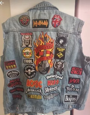 Buy Denim Battle Jacket Vest Patches Rock Metal Xxl • 40£