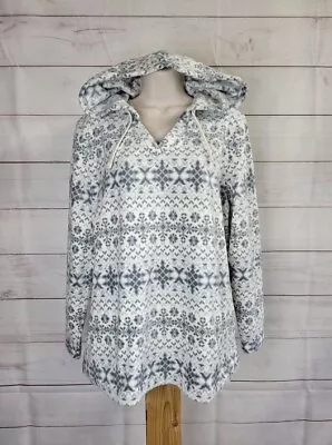 Buy XXSMALL GREY A389072 Denim & Co. Printed Fleece Top With Hood • 24.33£