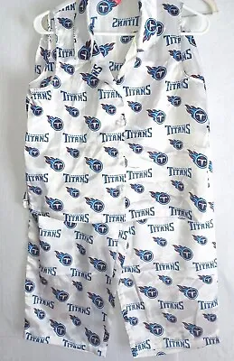 Buy NFL TITAN Satin Pajama Set Women's M For Her 2 Pc White Blue Cropped Pants Top • 12.51£