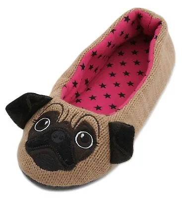 Buy Slumberzzz Ladies Knitted Cute Animal Character Ballet Slippers • 8.99£