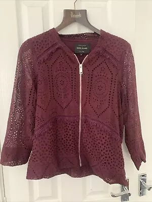 Buy River Island Burgundy Broderie Anglaise Bomber Size 12 • 14.90£