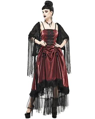 Buy Devil Fashion Womens Gothic Lace Fringed Shawl Evening Shrug Wrap Scarf Black • 16.99£