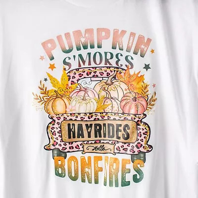 Buy New Women's Pumpkin S'Mores Hayrides Bonfires Cheetah White T-Shirt 2XL • 14.08£
