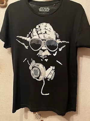 Buy Star Wars Yoda Headphones Black Tshirt Top • 13.99£