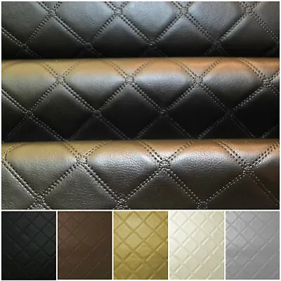 Buy Faux Leather Diamond Fabric Heavy Duty Leatherette Upholstery Vinyl Material • 269.99£