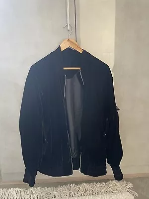 Buy Black Velour Bomber Jacket. Size Small • 8£
