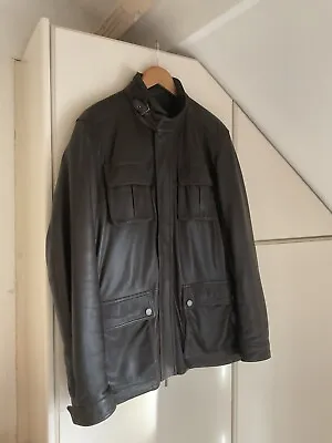 Buy Mens Hugo Boss Leather Jacket In Dark Brown Size 52 In Excellent Condition • 50£