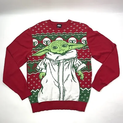 Buy Star Wars Mandalorian Grogu Red Christmas Ugly Sweater Women's Size L • 13.68£