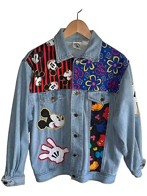 Buy Vintage 90s Mickey And Co Denim Jacket Patchwork Women Size Small? Medium? • 142.08£